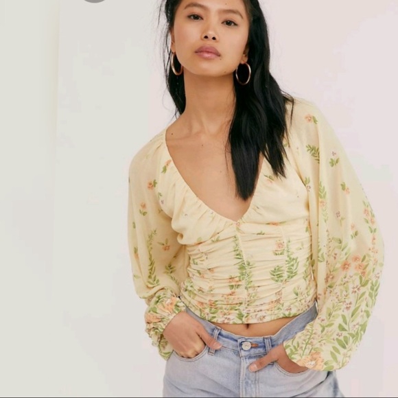 Free People Yellow Final Rose Blouse